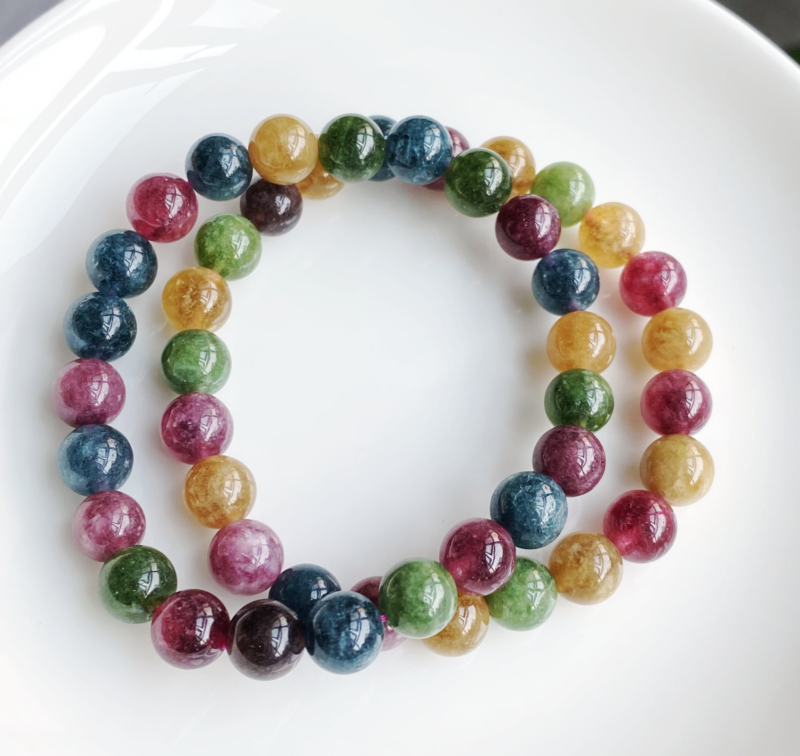 8.3mm2Natural Color Tourmaline Crystal Women's Beads BraceletAAA