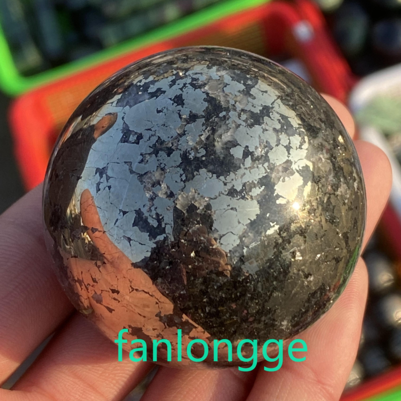 1pc Natural Chalcopyrite Carved sphere quartz crystal Ball Reiki Healing 40mm+