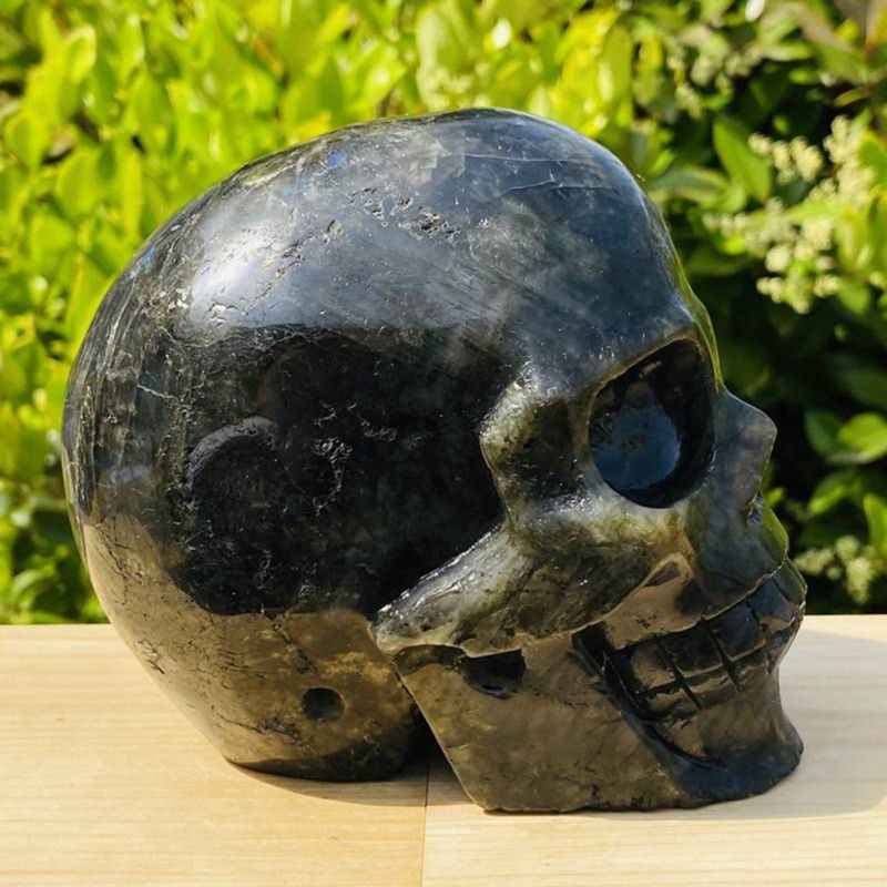 1531g Natural Beantiful Fluorite Quartz Skull Hand Carved Crystal Healing Skull