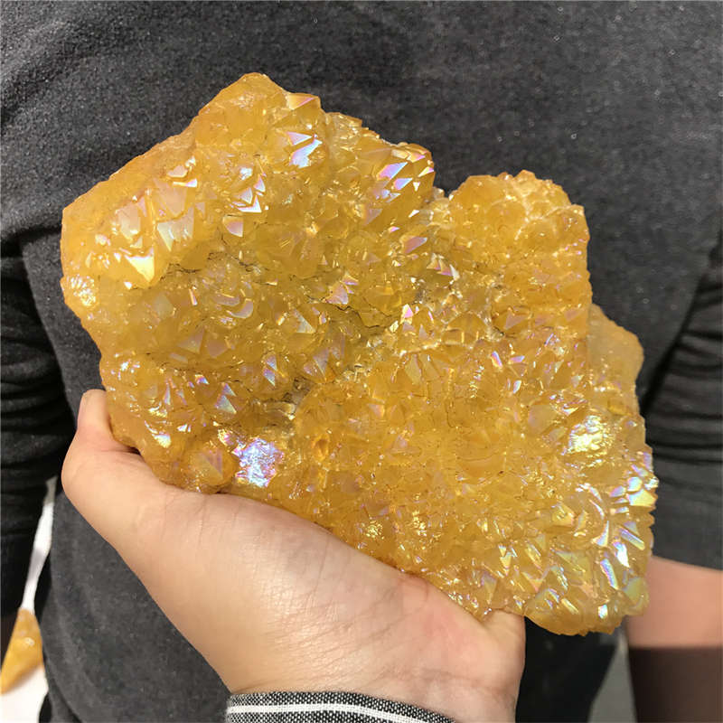 1.26kg Electroplate Rainbow cluster quartz crystal mineral specimen reiki healin