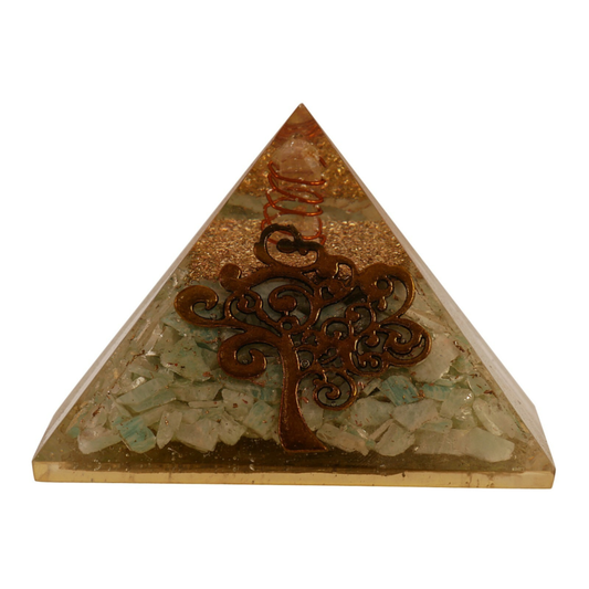 Amazonite Orgone Pyramid With Tree Life Symbol Emf Protection Free Shipping