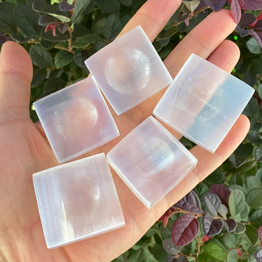 TOP Natural Gypsum Selenite quartz ball stand hand carved crystal healing 5PC