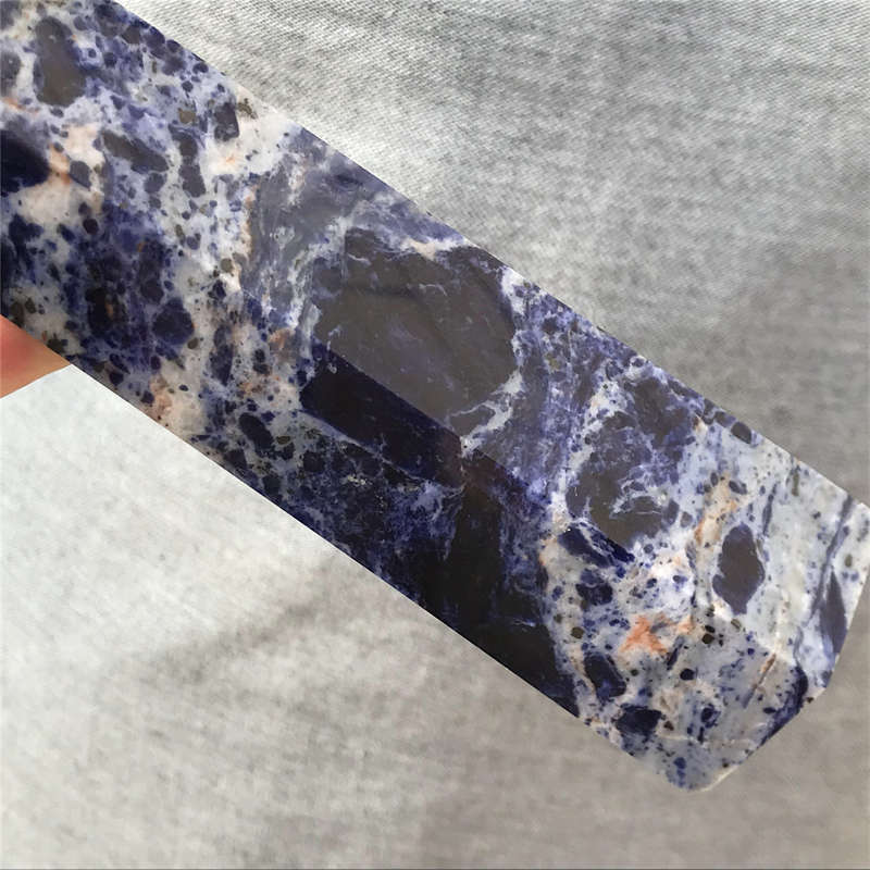 630g Natural Sodalite Obelisk Quartz Crystal Point Wand Tower Reiki Healing Gem