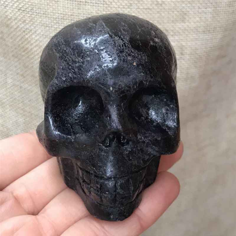 0.41kg Natural black jade quartz skull carved Quartz Crystal skull Healing