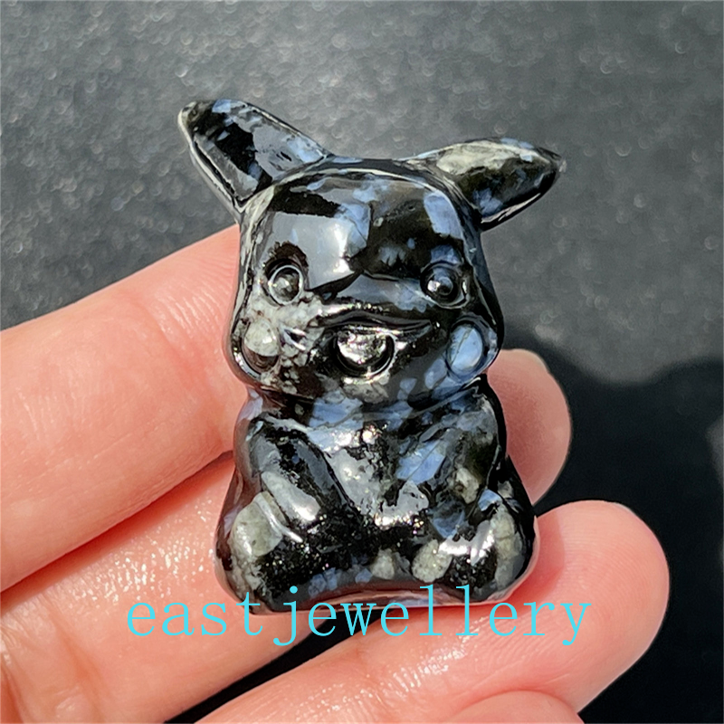 1.5" Natural quartz carved Pikachu skull Quartz crystal skull reiki healing