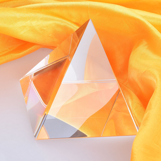 6cm" Tall 3 Arris Crsytal Pyramid Paperweight Tetrahedron Prisms