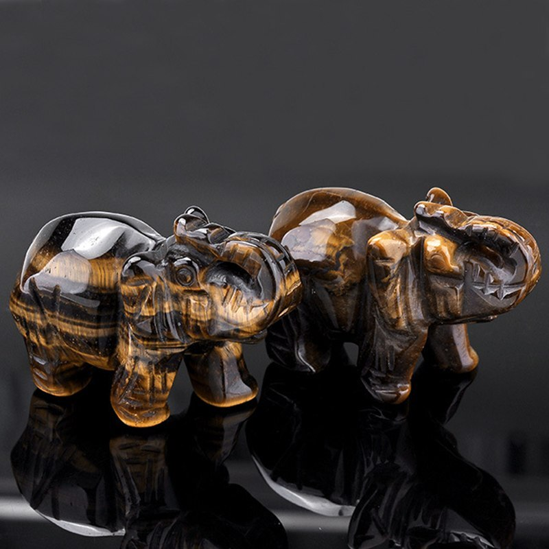 Natural Quartz Crystal Skull Carved Elephant Healing Gemstone Animal Sculpture