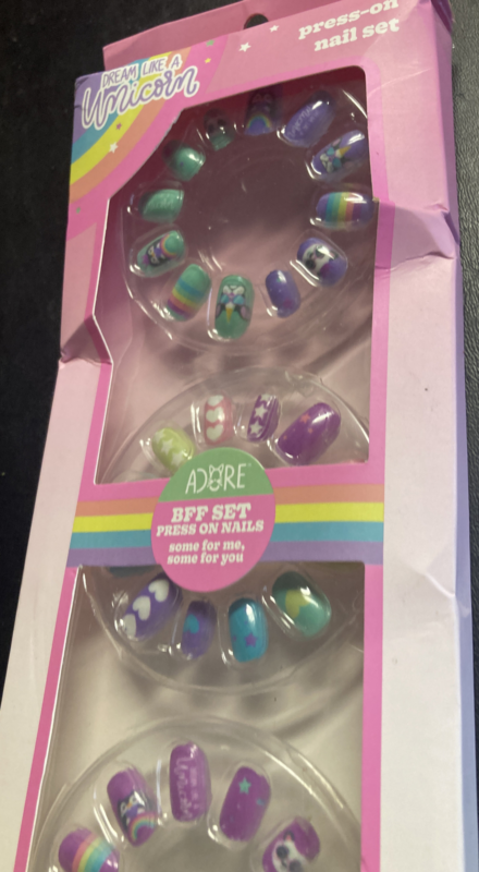 Girls Press On Nails Set 36 ct Adore BFF Share Dream Like a Unicorn Childrens