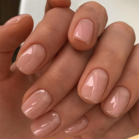 Jelly Nude Color False Nail Short Square Press on Nails for Nail Art Decor 24pcs