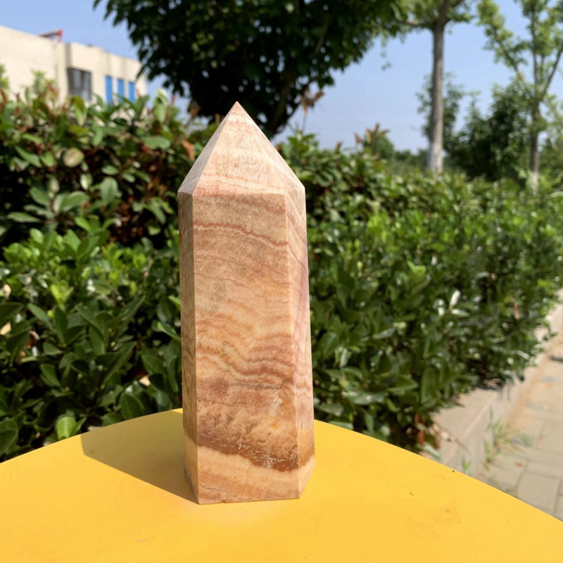 906g Natural Pork Stone Quartz Obelisk Crystal Wand Point Tower Reiki Healing