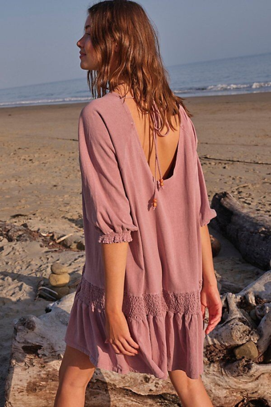 Free People Jenny Babydoll Ruffle Mini Dress, Pink Rose, X-Small, RRP $70