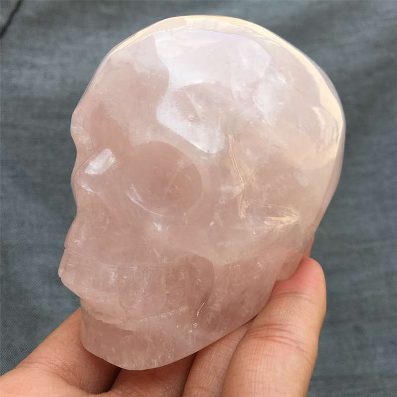 0.55kg Natural rose quartz skull carved Quartz Crystal skull Healing