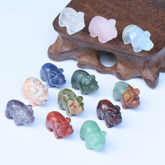 Natural Crystal Carved Flying Pig Quartz Wild Boar Animal Healing Decor Gemstone