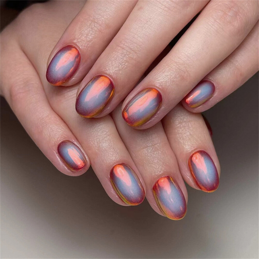 Dream Aurora Autumn False Nail Almond Short Press on Nails for Nail Art 24pcs