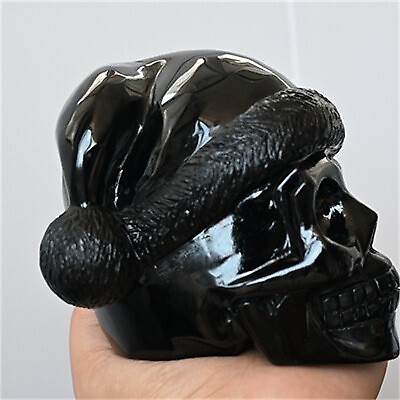 1.25kg Hand Carved Natural Obsidian Santa Hat Skull Reiki Crystal Skull decor Gi