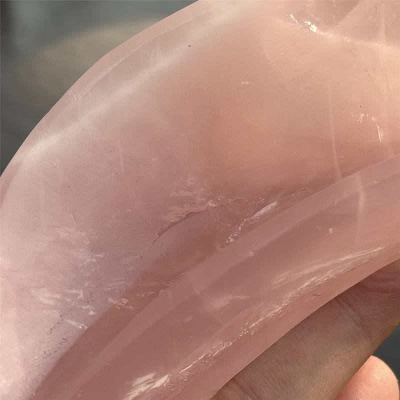 0.2kg Natural rose quartz moon ashtray carved Quartz Crystal skull Healing