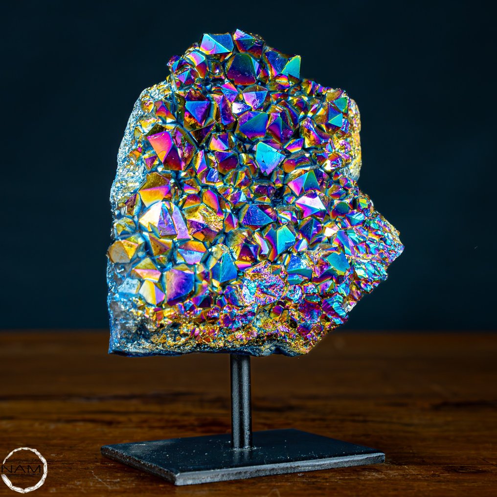 Very Rare AAA+++ Rainbow Aura Amethyst - Quartz on stand- 600g