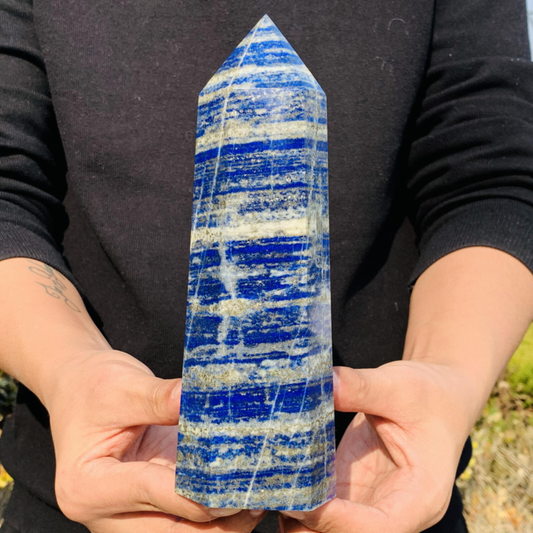 3.49LB Natural lapis lazuli Quartz Crystal Obelisk Wand Point Healing Stone