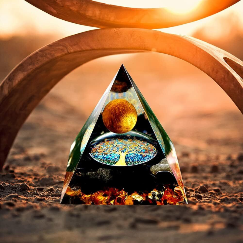 Moonstone Crystal Orgone Pyramid Ogan Crystal Energy Tower Nature Reiki Chakra