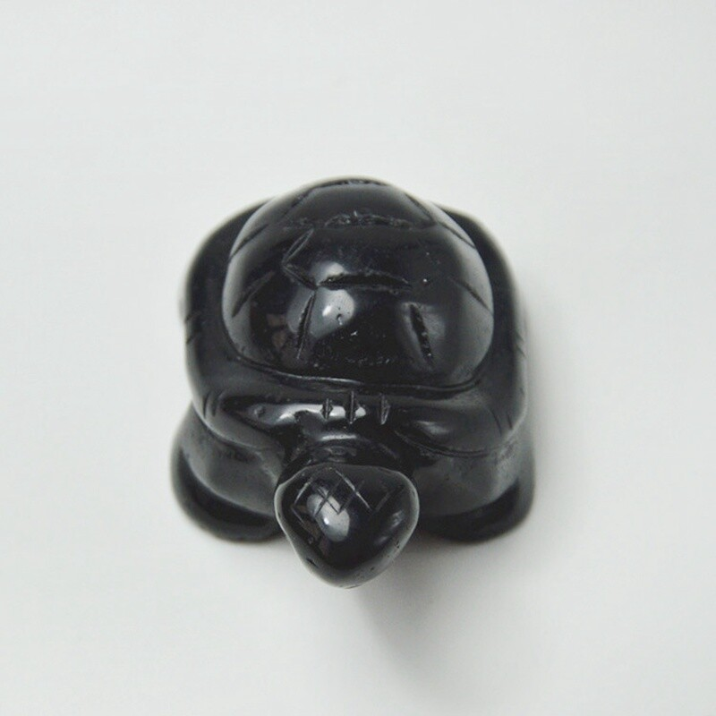 10Pcs Natural Obsidian Quartz Carved Longevity Tortoise Crystal Animal Ornament