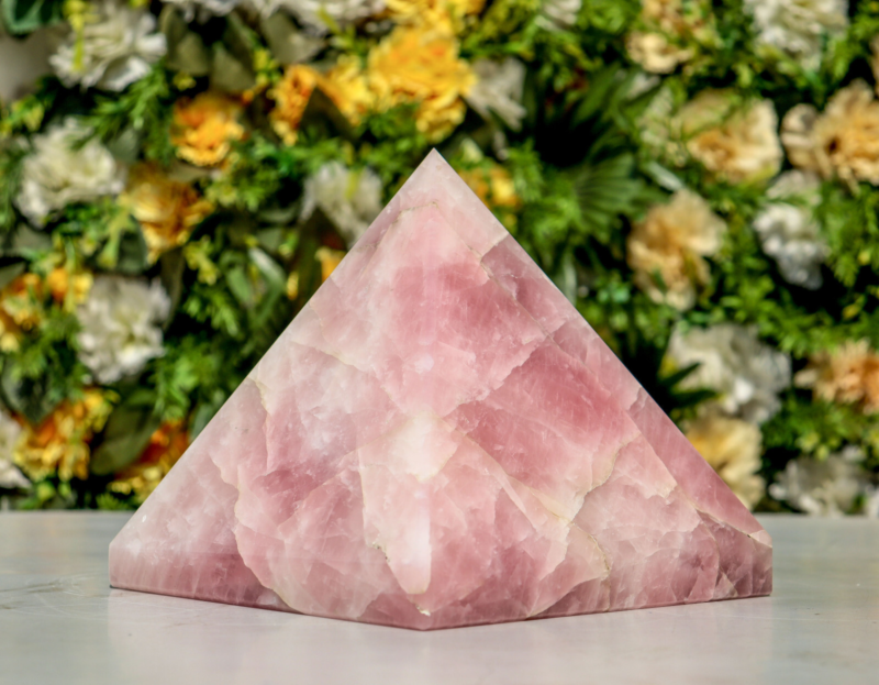 165MM Pink Rose Quartz Crystal Pyramid Aura Healing Chakra Energy Gemstone Point