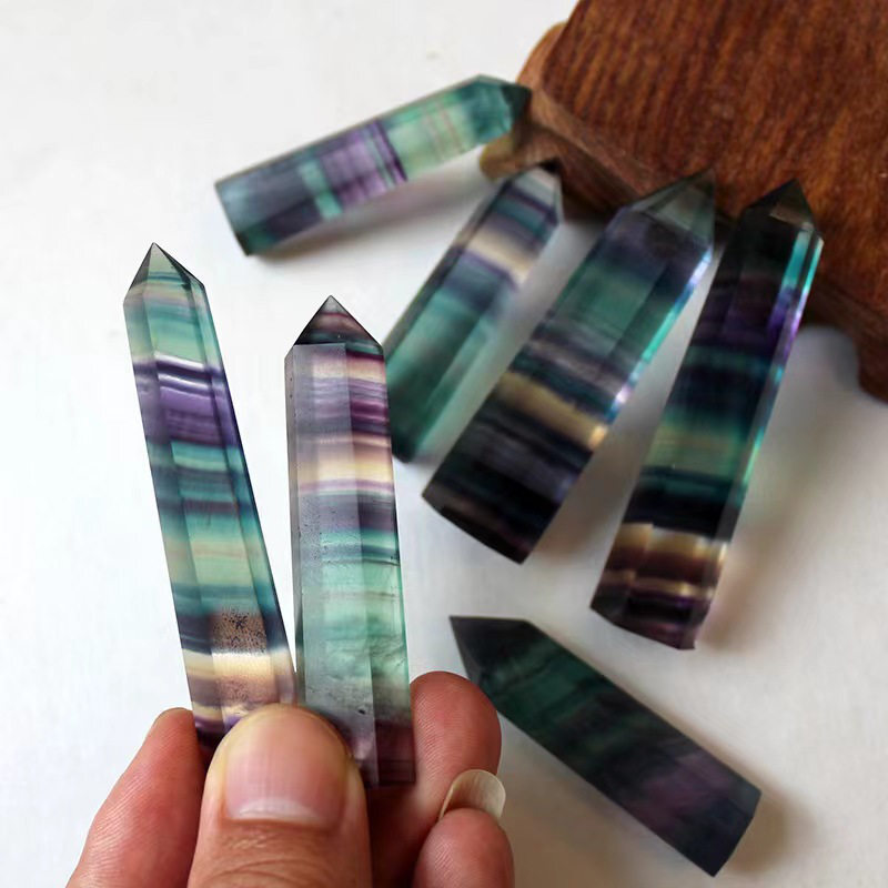 Natural Crystal Point Wand Tower Column Chakra Obelisk Quartz Healing Stone Rock