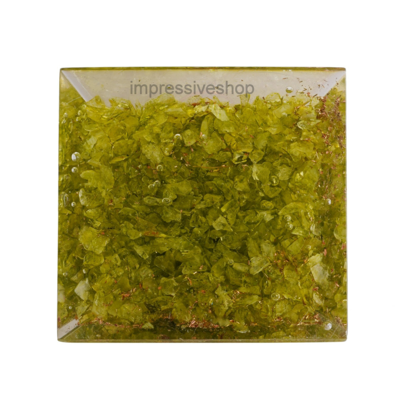 XL Peridot Orgone Pyramid Gemstone  Reiki Crystal Healing Free Shipping