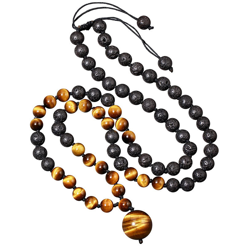 Natural Tiger Eye Stone Beads Necklaces Men Fashion Meditation Yoga Necklace