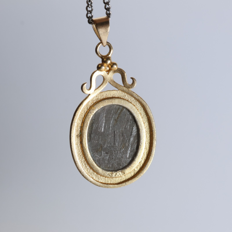 Natural meteorite inlaid pendant, necklace, gift L69