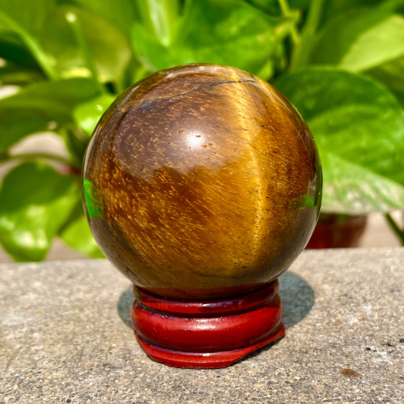124G  Large Natural Tiger Eye Stone Crystal Ball Quartz Healing Sphere Décor