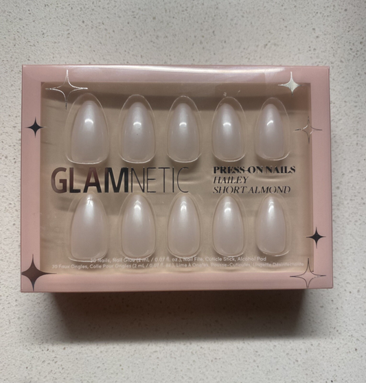 Glamnetic Press On Nails | Hailey | Short Almond | 30 Nail kit |