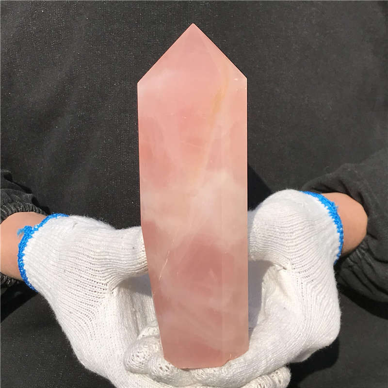 670g Natural Rose quartz obelisk quartz cystal wand point gem healing