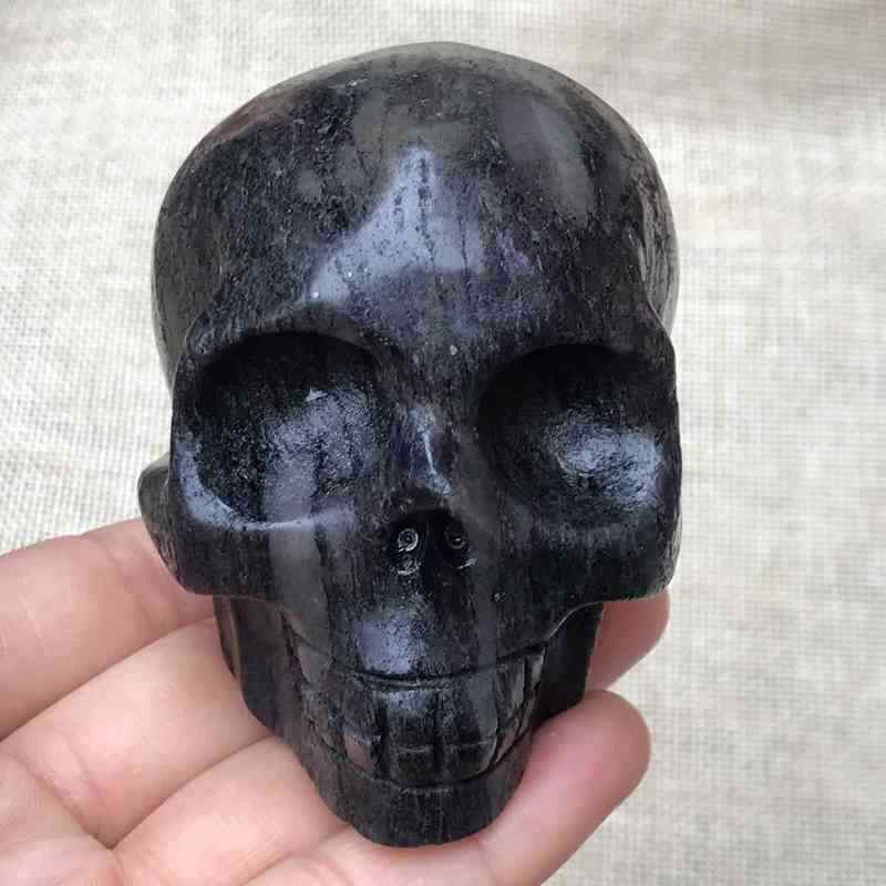 0.46Kg Natural black jade quartz skull carved Quartz Crystal skull Healing
