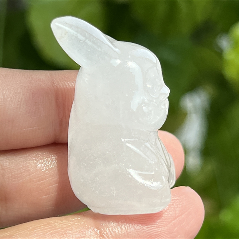 1.5" Natural quartz carved Pikachu skull Quartz crystal skull reiki healing