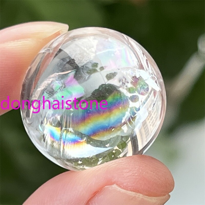 Top 1pc Natural clear Quartz sphere Rainbow Crystal Ball Mineral healing 20mm+