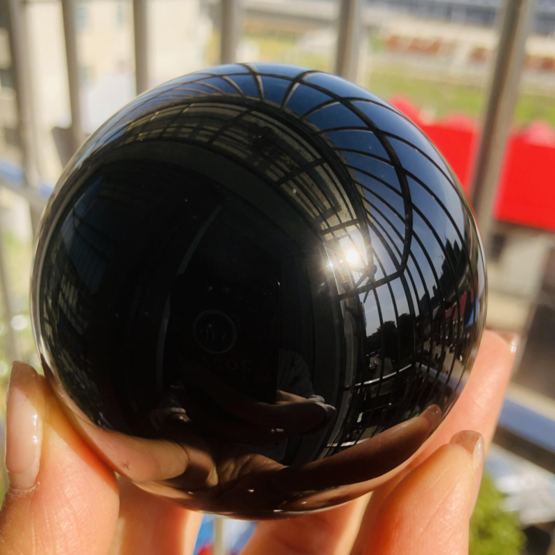 425G Natural obsidian crystal energy ball  D659