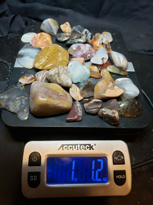 1 Pound mixed lot of tumbled polished lapidary materials