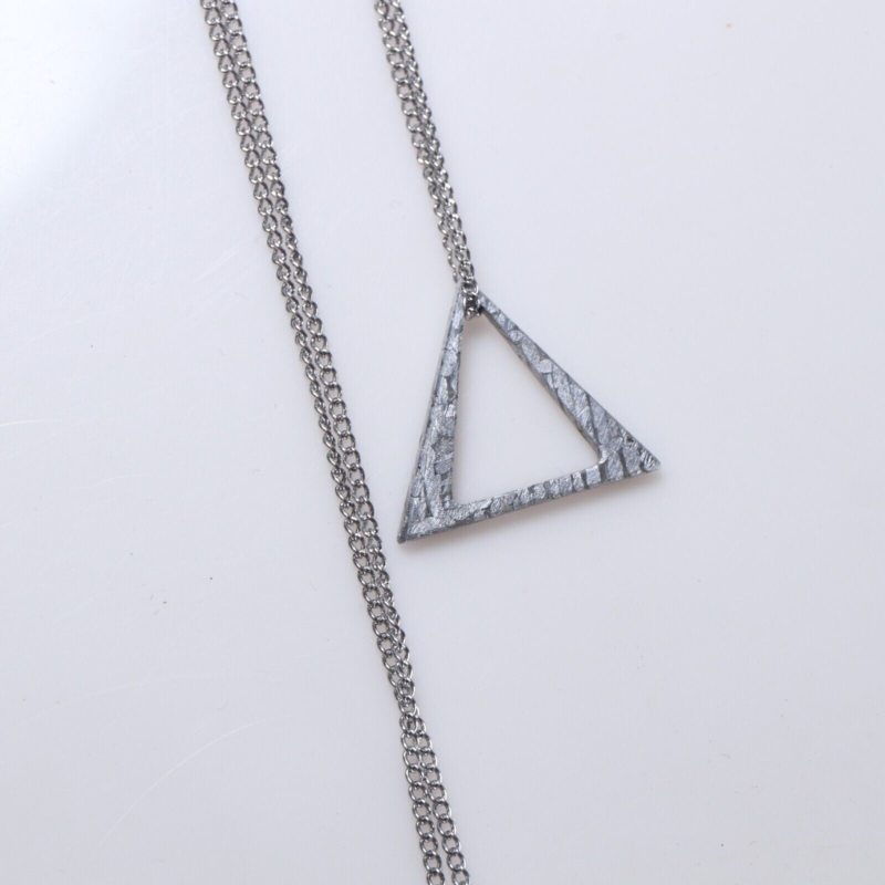 Meteorite pendant,Muonionalusta iron meteorite triangle Necklace pendant