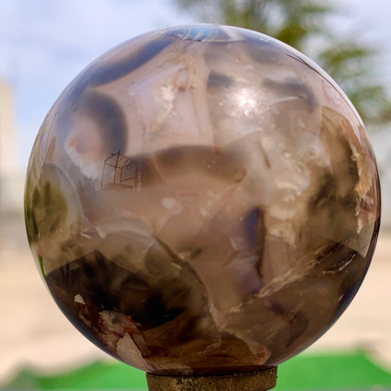 146G Natural Sakura Agate Quartz Sphere healing ball Specimen
