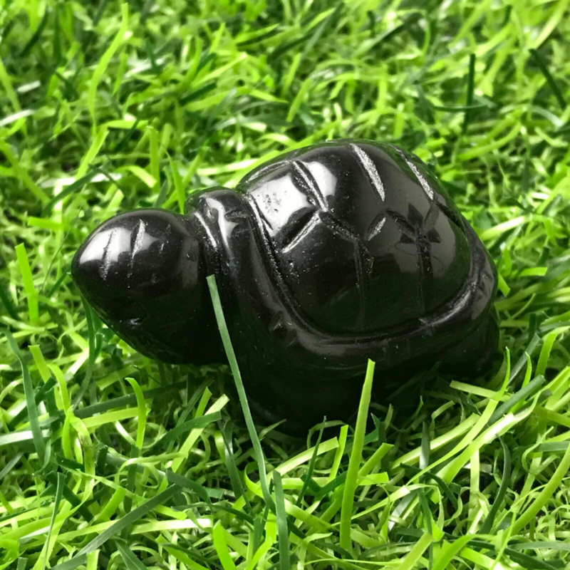 1.5" Top Natural obsidian Quartz hand carved Crystal tortoise reiki healing .1pc