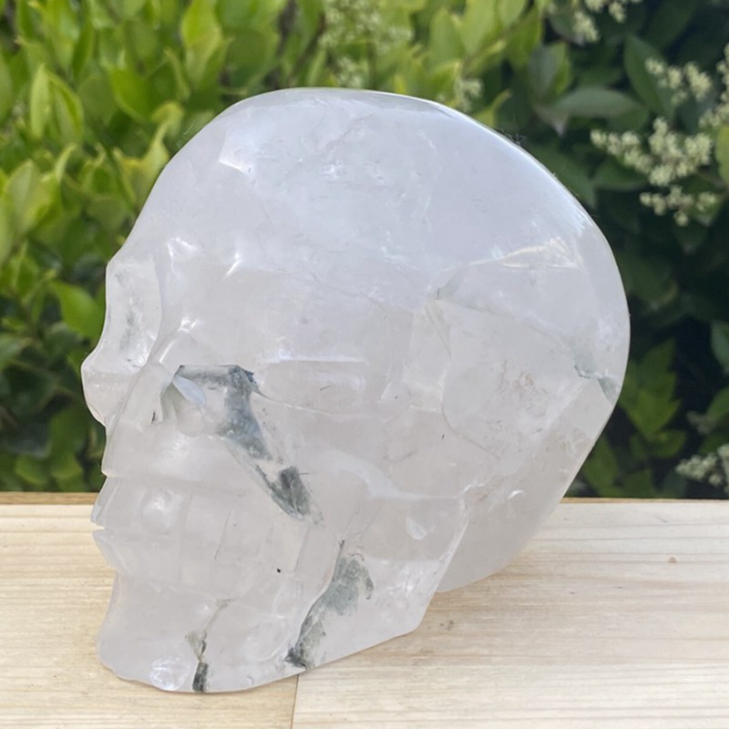 1440g Natural Beantiful Fluorite Quartz Skull Hand Carved Crystal Healing Skull