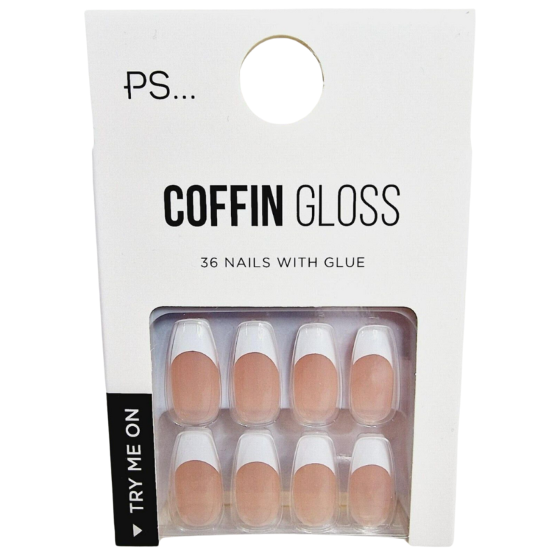 False Nails Press On Fake Tips Stick Coffin Square Full Cover Primark Glue 24pk