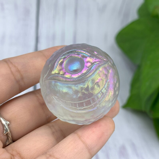 1pc Titanium Rainbow Melting stone ball Eye Ball Hand Carved Collection Heal