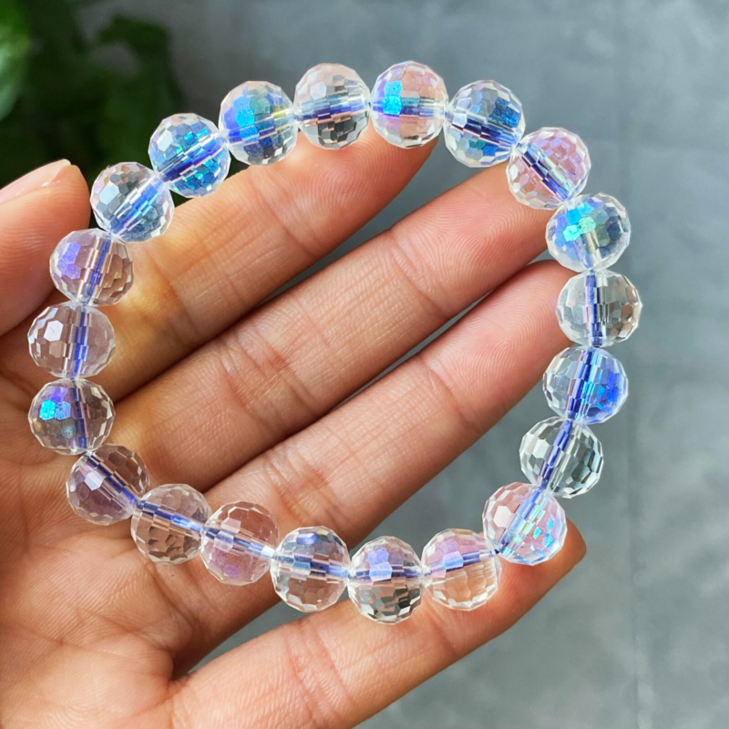 9.7mm Natural Blue Moonstone Strong Light Crystal Beads Bracelet