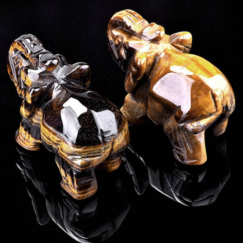 Natural Quartz Crystal Skull Carved Elephant Healing Gemstone Animal Sculpture