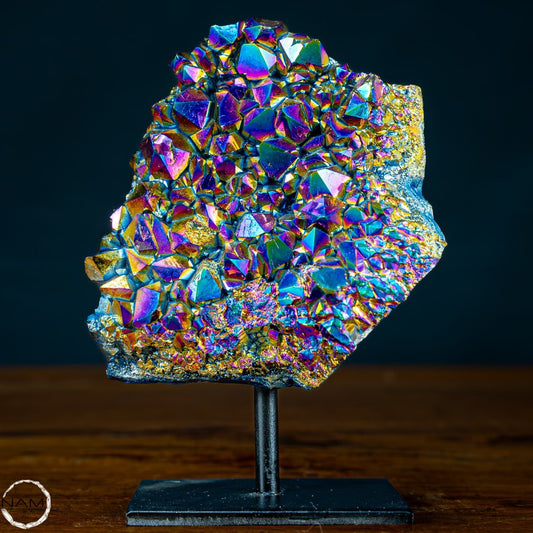 Very Rare AAA+++ Rainbow Aura Amethyst - Quartz on stand- 600g