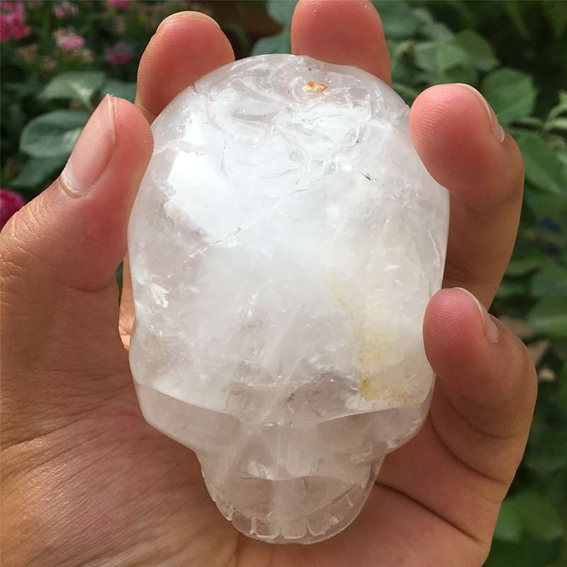 0.39kg Natural clear quartz skull carved Quartz Crystal skull Healing