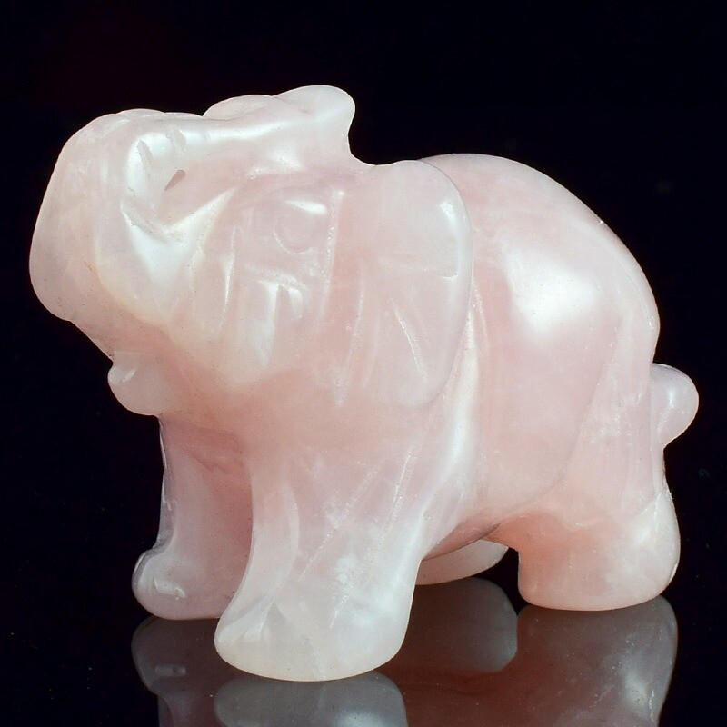 5Pcs Natural Rose Quartz Crystal Carved Baby Elephant Polished Animal Ornaments