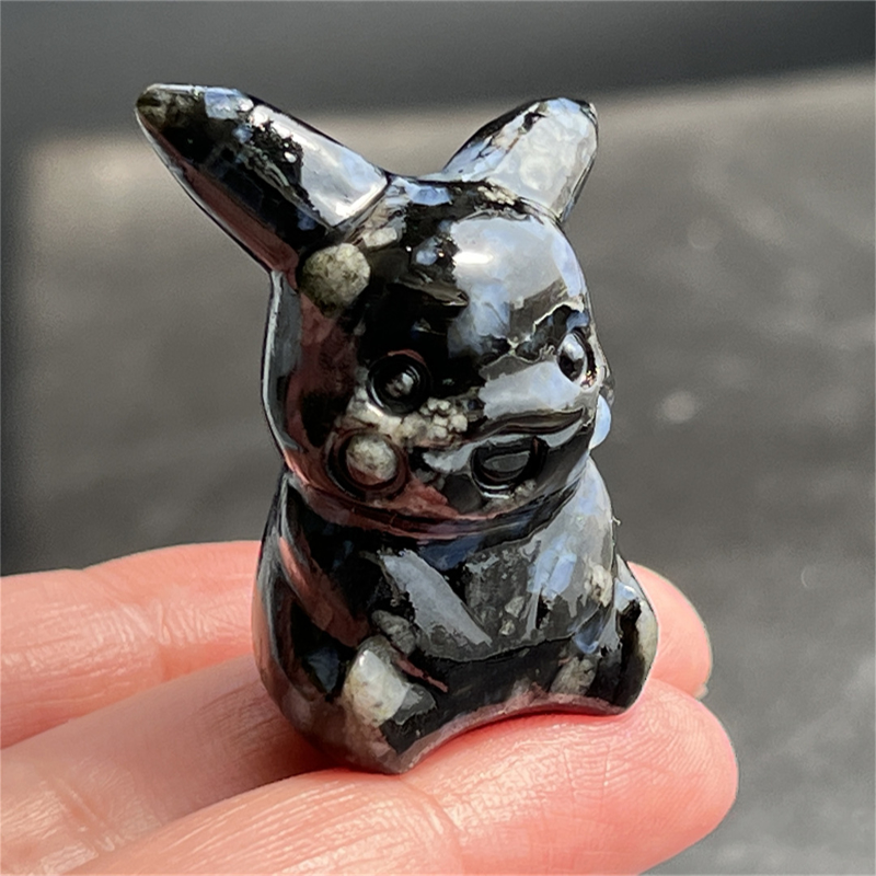 1.5" Natural quartz carved Pikachu skull Quartz crystal skull reiki healing