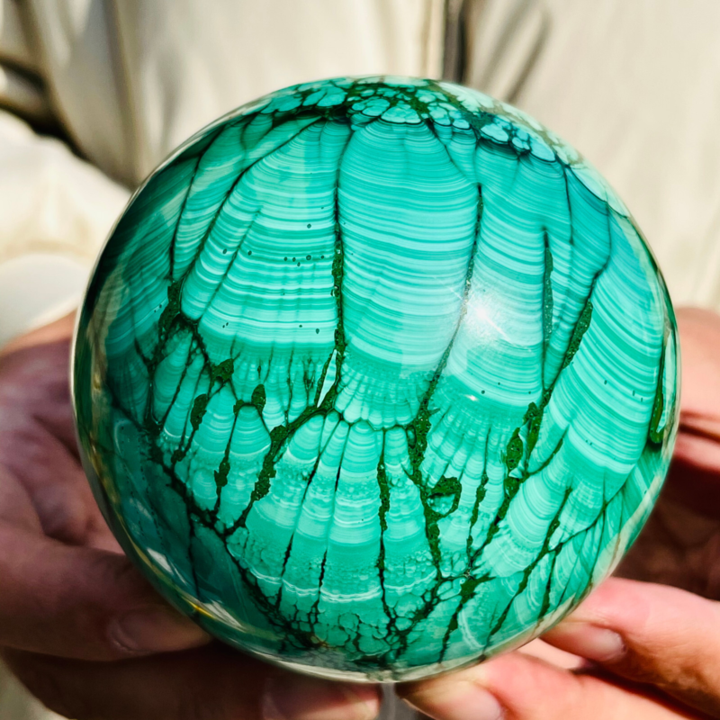 2.7LB Natural Malachite Quartz Sphere Crystal Ball Decoration Collection Gift